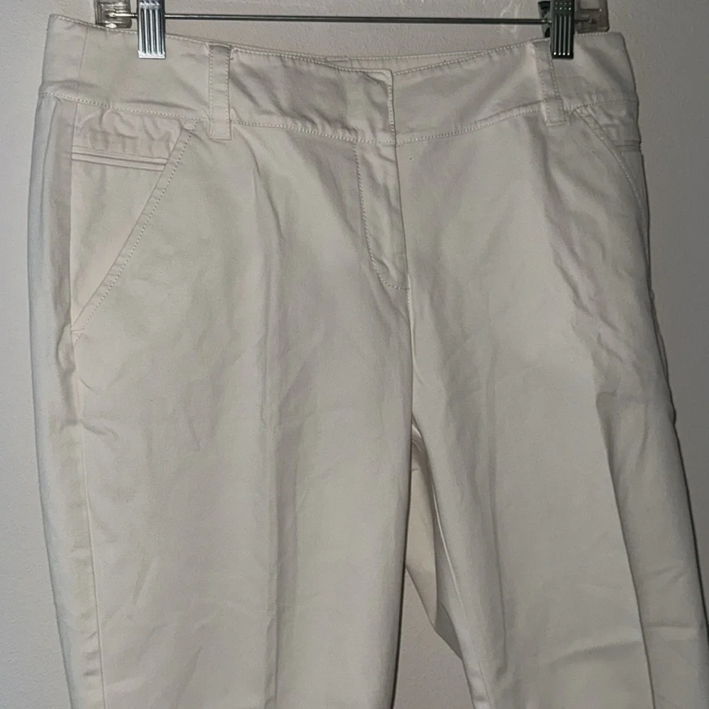 Eileen Fisher crop capri off white‎ cotton pants Sz M
